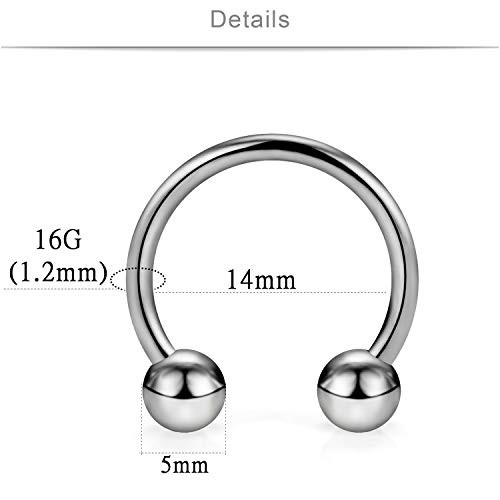 Image of SCERRING 2-8PCS 16G G23 Titanium Horseshoe Septum Ring Nose Rings Hoop Helix Daith Cartilage Tragus Earrings Nipple Eyebrow Body Piercing Jewelry 8mm 10mm 12mm 14mm