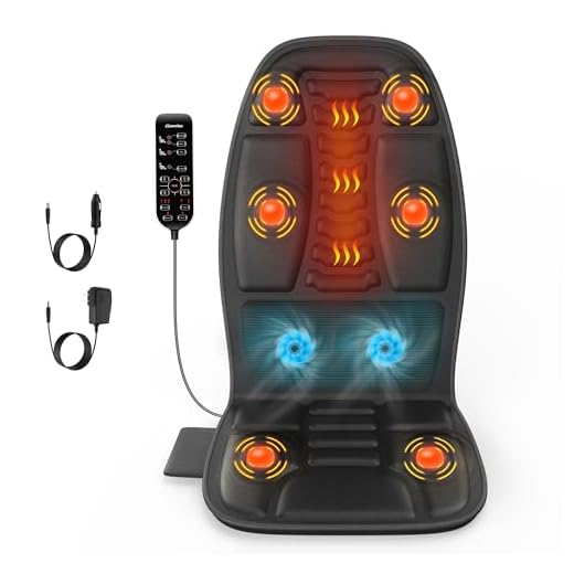 Massage Seat Cushion with Heat, Cooling Back Massager for Chair, Chair Massager for Full Body Massage, Deep Tissue Vibration Pad with 2 Adapters, Gifts for Dad Mom