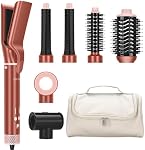 MaxAir Worldwide Dual Voltage Hair Dryer Brush Hot Air Styler Autowrap Curler Air Hair Straightener PARWIN PRO Blow Dryer Brush Smooth Frizz Flyaways,Volumize,Wet to Dry Straight,Detangle Cord,Amber