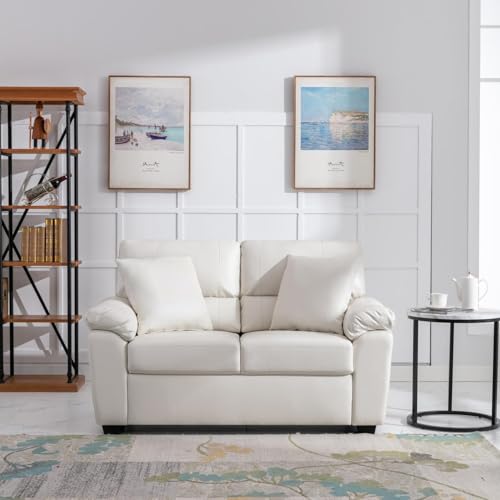 Image of Anderson 3+2 Seater Sofa Set | Sectional Sofa 5 Seater 3 Plus 2 | 5 Seater Leather Sofa for Living Room Office | Leather Sofa Set 5 Seater | Leatherette Sofa Cream Color