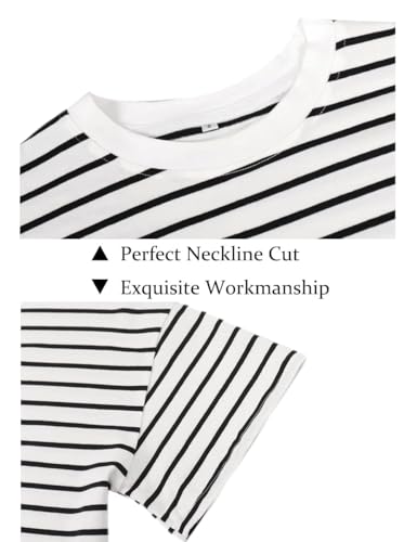 LilyCoco Women's Striped T Shirts Crew Neck Short Sleeve Tops Basic Summer Tees4