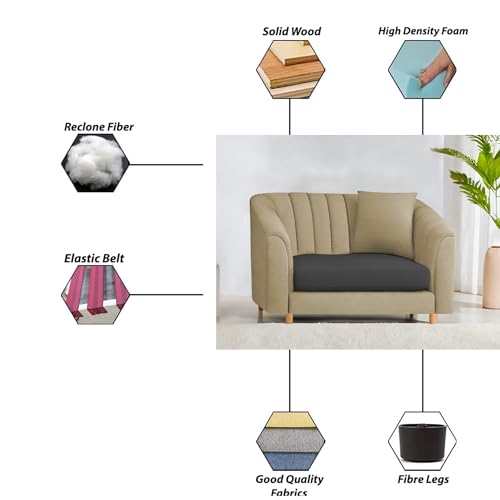 Image of Casaliving Doraldo 1 Seater Sofa Set for Living Room (Cream Black Colour) Premium Fabric Sofa