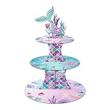 MORAINJAY 3 Stöckige Etagere Meerjungfrau, Cupcake Stände Mermaid, Tortenständer Pappe im Unterwasser für Mädchengeburtstage, Meerjungfrau Party Tischdeko