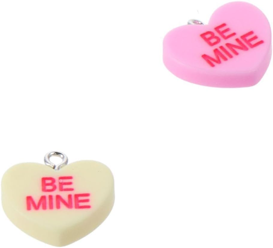50Pcs Candy Heart Charms Pendant Love Shaped Keychain Resin Dangle Charms for Necklace Jewelry Making - Image 5