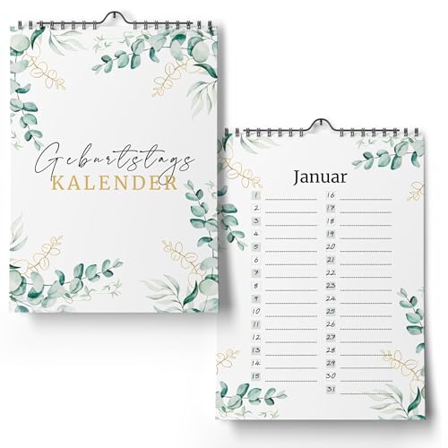 Geburtstagskalender jahresunabhängig - Immerwährender Kalender undatiert zum Eintragen von Geburtstagen (Eukalyptus A5)