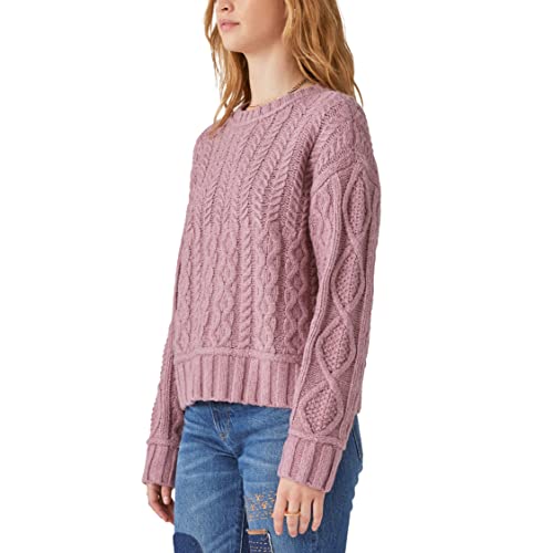 Lucky Brand Women's Cable Crew Sweater, Nostalgia Rose, X-Large #TOP1