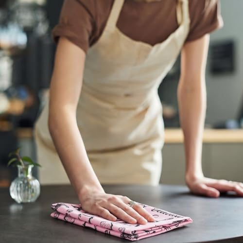 Image of Bencailor 6 Pcs Pink Kitchen Towels Decorative Sets Dish Towels Absorbent Fast Drying Hand Tea Vintage Hanging Reusable Cleaning Dishcloths for Cooking Farmhouse Bathroom Accessory