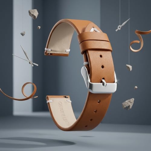 Image of OMAX 22mm Tan Genuine Leather Watch Strap Premium Watch Strap for Quick Release and Self Changeable