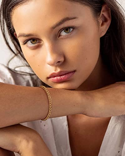 Gold Plated Cuff Bangle Bracelet Chunky Open Adjustable Weave Braided Wheat Bracelet For Women #TOP3