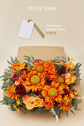 Tinge Time 8Ft Artificial Flower Garland Decoration With Scented Card, Handcrafted Floral Garland Wreath With Eucalyptus For Wedding Reception Arch Sweetheart Table Mantle (Sunflower & Fuchsia) #TOP5