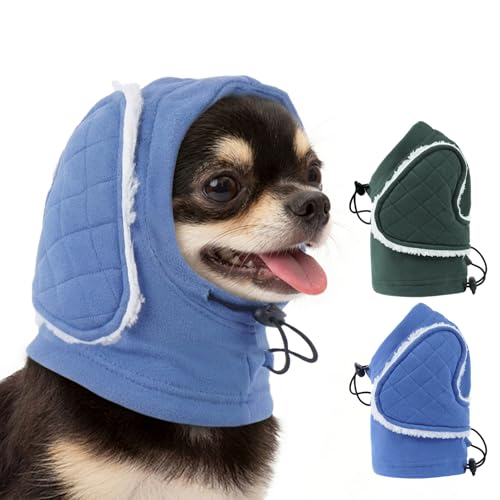 Image of MIGOHI Adjustable Dog Ear Cover for Small Dogs,Dog Ear Muffs with Sound-Absorbing Pads,Head Wrap Calming Hoodie for Dogs Noise Anxiety,Thunder,Fireworks,No Shake Ear Wraps for Dogs Hematoma,M,Blue