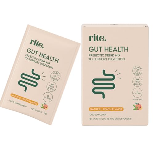 Gut Health Prebiotic Fibre Drink mix | Support Digestion Gut Health Weight Management | No added sugar | Vegan | 8g Powder sachets Peach flavor (Pack of 15)