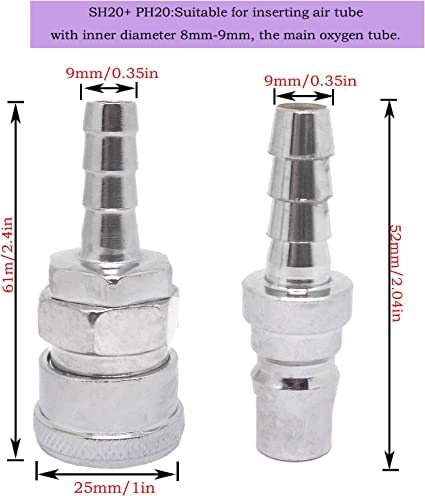ZUBSHA ENTERPRISES Quick Connector Pneumatic Connector, Pipe Fitting Accessories,for 8mm Air Line Hose Connectors(SH20+ PH20)1SET 1