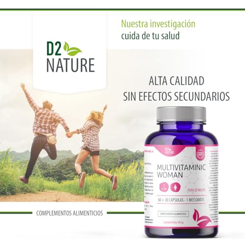 Multivitamínico Mujer Vitaminas C D3 E Ácido Fólico Minerales Hierro Zinc - 90 Cápsulas - Energía Vitalidad Inmunidad - Salud Hormonal - Soporte Óseo - Reducción Fatiga - Suplemento Diario | D2 Nature - imagen 8
