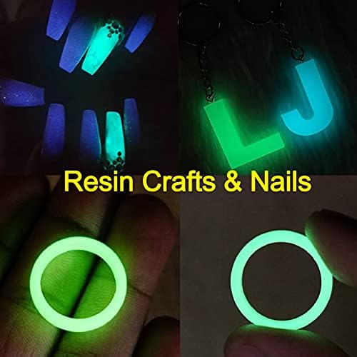 Aslanka 10 Colors Glow in The Dark Pigment Powder, Luminous mica Powder Perfect for epoxy Resin Safe, Non-Toxic Fluorescent Agent for Slime, Nails, Acrylic Paint, Art, handicrafts - 20 g Each