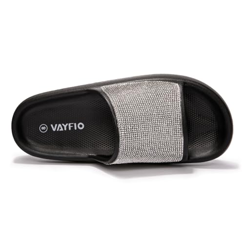 Image of Women's Cloud Rhinestone Slide Sandals Platform Glitter Slides Slip On Shower Shoes Outdoor&Indoor House Slippers