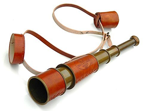 Mahira Nautical Kelvin & Hughes Spyglass Telescope with Leather Carry Case A