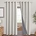 NICETOWN Snowbound Vintage Linen 100% Blackout Curtains for Living Room, Thermal Insulated Curtains 84“ Long, Noise Reducing Window Treatment Drapes for Hall Room, 52