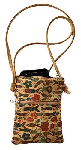Kaibe Bolso bandolera de corcho natural pequeño bolso de móvil para mujeres...