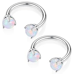 2pcs,white opal,fixed with claws,silver