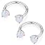 2pcs,white opal,fixed with claws,silver