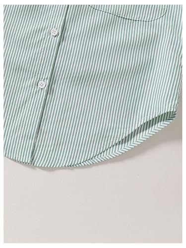 Image of Floerns Girl's Striped Print Long Sleeve Button Down Shirts Blouse Tops