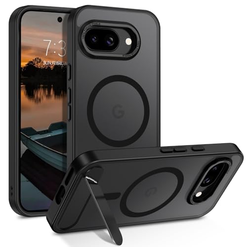 Coque Google Pixel 9A antichoc magsafe béquille pliable étui protection translucide noir
