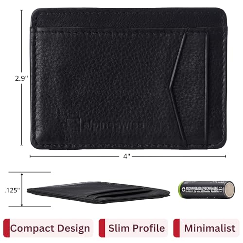 Image of Alpine Swiss RFID Minimalist Oliver Front Pocket Wallet For Men Leather York Collection Black