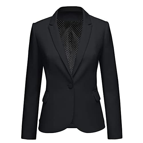 luvamia Women's Long Sleeve Formal Notch Lapel Button Down Blazer Pockets Jacket Large A New Black-one Button