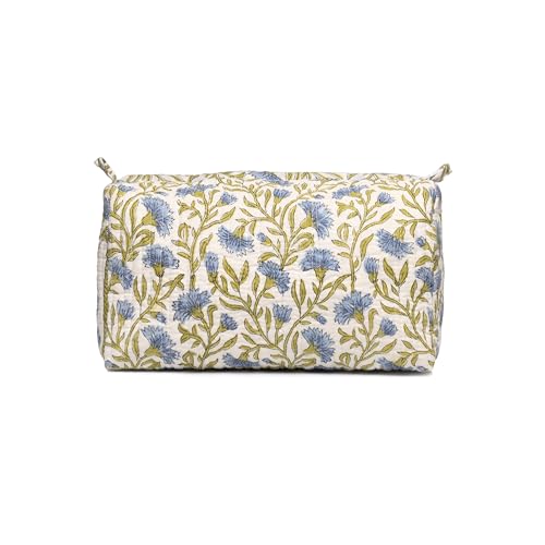 Image of Block N Style's Travel Hanging Toiletry Bag Pouch Dopp Kit for Men and Women Organizer for Cosmetics, Makeup Brushes, Jewelry, Shaving Tools and Travelling Accessories (White Blue)