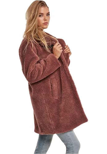 Urban Classics Damen Ladies Oversized Sherpa Coat Mantel, Rosa (Darkrose 01472), Medium (Herstellergröße: M)