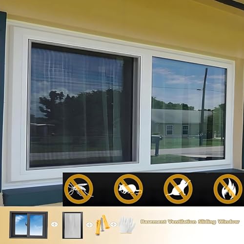 Ventana de sótano impermeable de aluminio negro ajustable 4