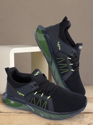 Image of Lancer Mens RAMBO-195BLK-PGN Black Green Running Shoe, 7