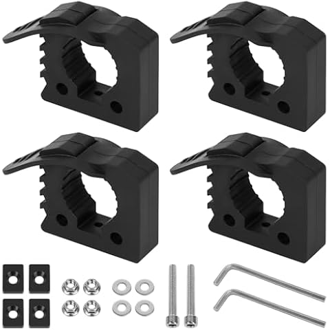 4 Pack Quick Release Rubber Clamp,Rubber Mount Clamps for Securing Equipment from 1-1/7" to 1-3/7" Accessories Adapter Mount for Shovel,Axe,and Tools with screw Cover