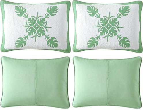 Tommy Bahama - King Sham, Cotton Bedding with Envelope Closure, Breathable Home Decor (Molokai Green, 21x37) (Pack of 2)
