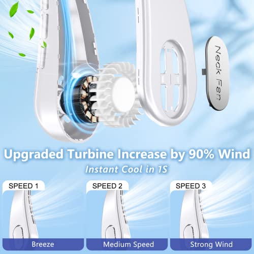 L8Sharingk Portable Neck Fan-Neck Fans Portable Rechargeable 3 Speed, Usb Personal Neck Fan No Hair Caught, Quiet 360°Cooling Hanging Neck Fan, Mini Hand Free Kid Fan For Sports Travel Camping Jog #TOP1