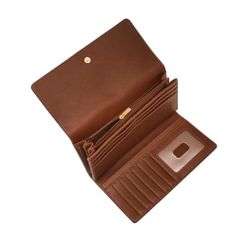 Image of Fossil Women's Logan Leather Wallet RFID Blocking Flap Clutch Organizer