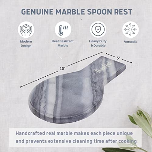 Lexi Home Marble Grey 'Thankful' Stovetop Spoon Rest, Utensil Holder For Cooking & Serving Utensils, Rest For Kitchen Countertop, Home Decor, Heavy Duty Stone Material, Easy Clean, Housewarming Gifts #TOP2