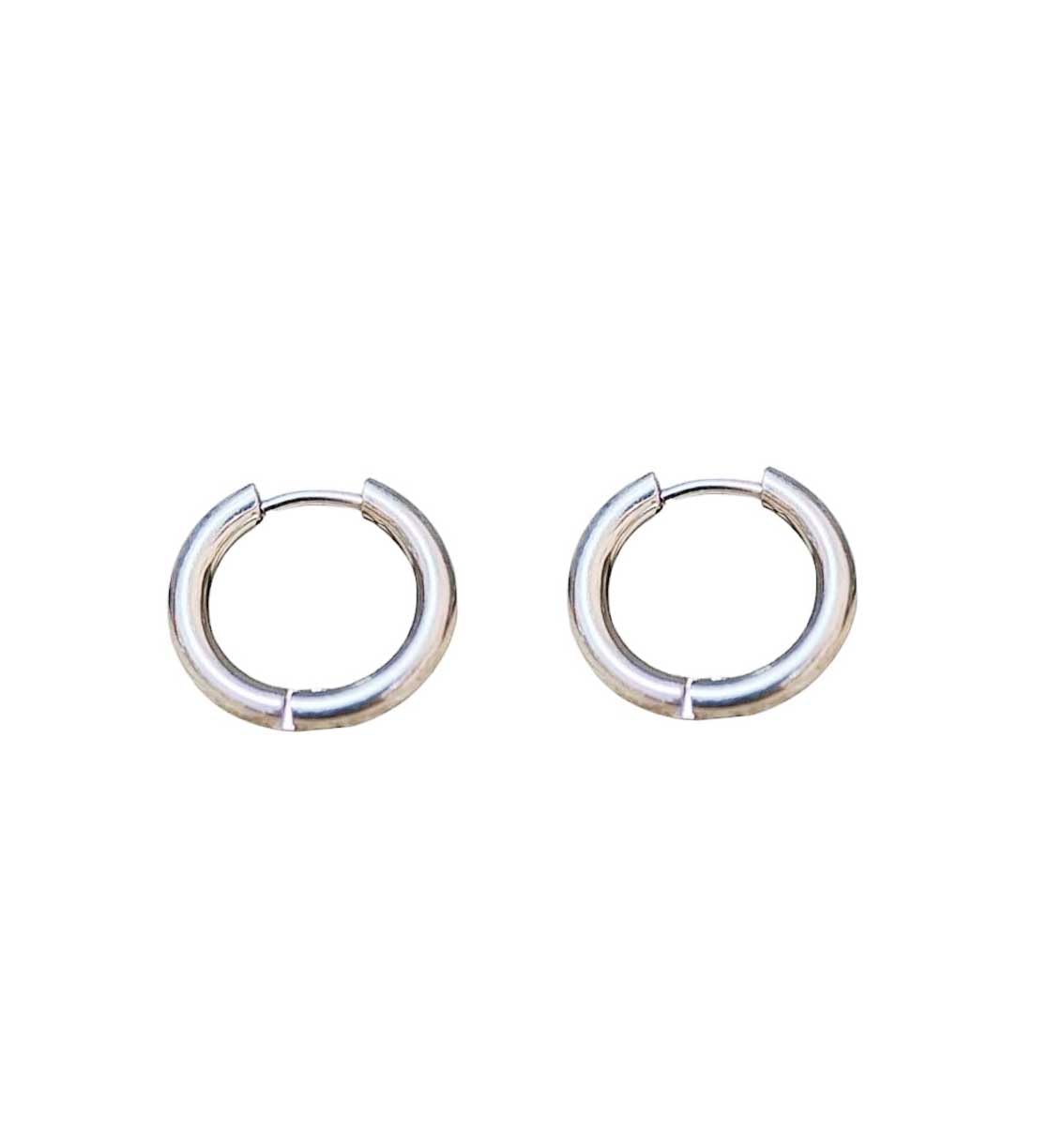 Plain Simple Round Stainless Steel Hoop Earrings, 2.5 cm Diameter, Silver, Unisex, Casual Bali Design for Men & Boy Pack of 1 Pair-image-11