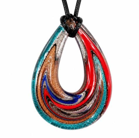 Multicolor Murano Glass Pendant With Black Colour Cable Chain Symbol Of Love For Valentine Day For Women (M0080)-image-42