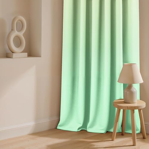 Image of Ultimate Trends Room Darkening Ombre Curtain | Polyester Gradient | Room Doors and Window| 8 FEET Pack of 1,Vanilla Mint