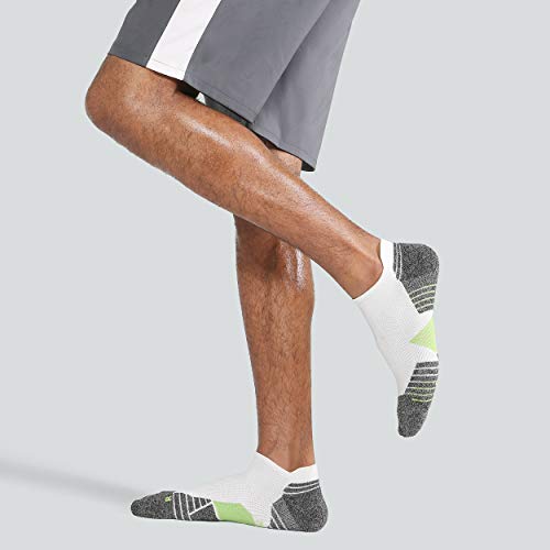 Wander Men's Athletic Running Socks 7 Pairs Thick Quarter Socks Cushion Ankle Socks For Men Sport Low Cut Socks(7 Pairs White Green,Size:10-12) #TOP4