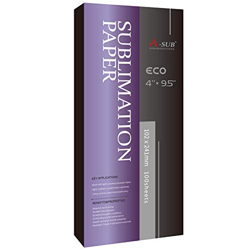 Image of A-SUB Sublimation Paper 4x9.5 Inch, 125gsm | 100 Sheets, Compatible with Inkjet Printer with Sublimation Ink, for DIY Gifts, Shirts, Craft Blanks