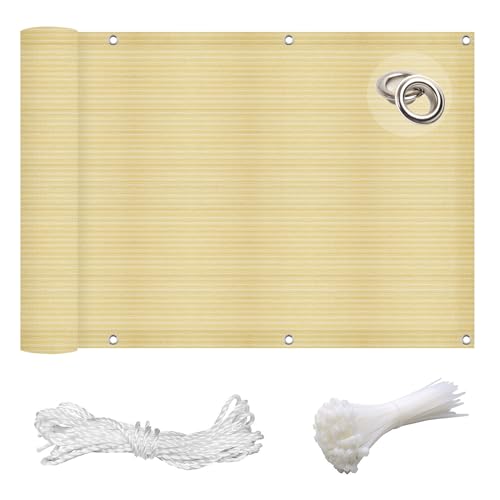 GAIFNAG Balkon Sichtschutz Privafence 105 x 500 cm Balkonsichtschutz mit Ösen, Kunststoff Balkonverkleidung Wetterbeständiges Und Pflegeleichtes für Balkon Terrasse Garten, Creme Farben