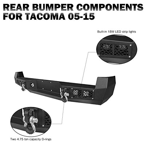 Ebestauto Tacoma Bumper Set Front Bumper With Winch Bracket + Tacoma Rear Bumper For 2005-2015 Tacoma Off-Road Textured Black Bumper (Not Fit Third Generation Tacoma) #TOP2