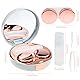 2 Stück Kontaktlinsenbehälter, Mini-Kontaktbehälter Kontaktlinse Kasten Kontaktlinsen Aufbewahrung Reise-Set für Kontaktlinsen Tragbare Kontaktlinsen Soaking Case mit Spiegel (Roségold + Silber)