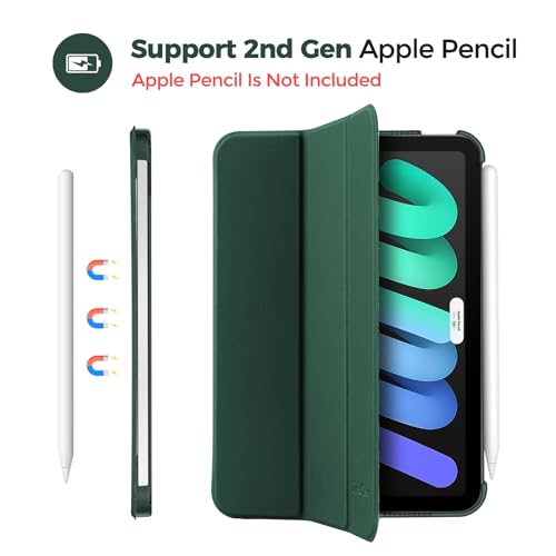 Image of ProCase Smart Case for iPad mini 7 A17 Pro 2024 /Mini 6 2021 8.3 inch -Mgreen | Slim iPad Mini 7th /6th Gen Case Hard Back Cover for iPad Mini 7th Gen A2995 /A2996 /A2993 /6th Gen A2567 A2568 A256