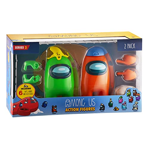 P.m.i. Among Us Action Figures | Two Of Four 7-Inch-Tall Collectibles | Among Us Toys And Playable Mini Toys | Green And Orange Crewmates With 6 Accessories: Hats And Hands | Kids’ Toys #TOP2