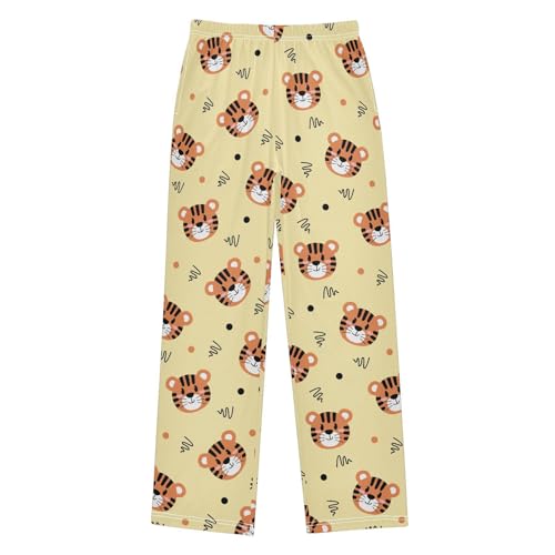 ZZXXB Lovely Tiger Print Boys Long Pants Soft Trousers Elastic Waist Kids Lounge Bottoms with Pockets S-XL