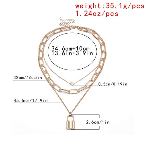 Layered Necklace For Women Lock Necklace With Key Silver Chunky Chian Choker Necklace Jeans Chains Pants Chain Men #TOP5
